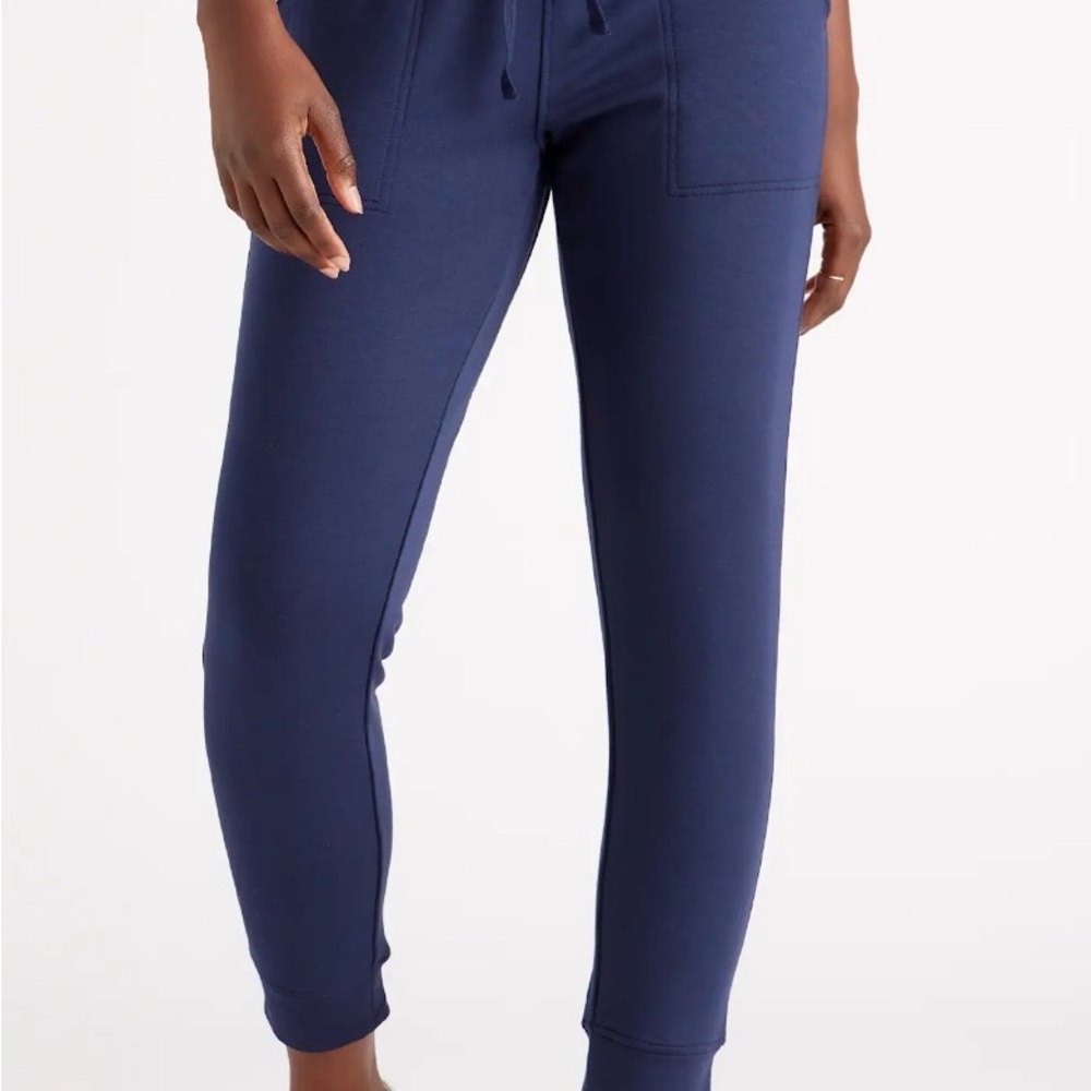 NWT Quince Navy Super Soft Fleece Drawstring Joggers - Picture 2 of 9